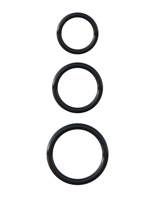 Набор из трех черных эрекционных колец Silicone 3-Ring Stamina Set - Pipedream - во Владивостоке купить с доставкой