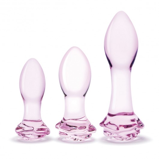 Набор из 3 стеклянных анальных пробок Rosebud Butt Plug Set - Glas