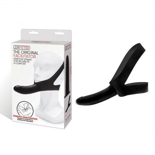 Черный фаллоимитатор с креплением на лицо The Original Facilitator - 14 см. - Lux Fetish - купить с доставкой во Владивостоке