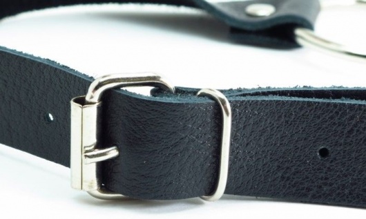 Черный кожаный кляп с кольцом - БДСМ Арсенал - купить с доставкой во Владивостоке