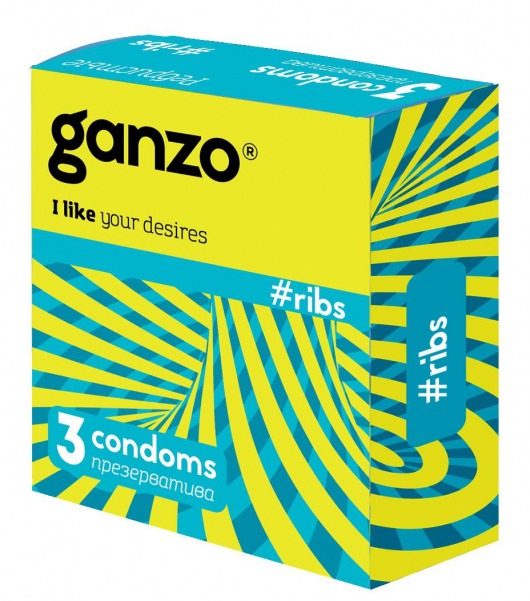 Презервативы с ребристой структурой Ganzo Ribs - 3 шт. - Ganzo - купить с доставкой во Владивостоке