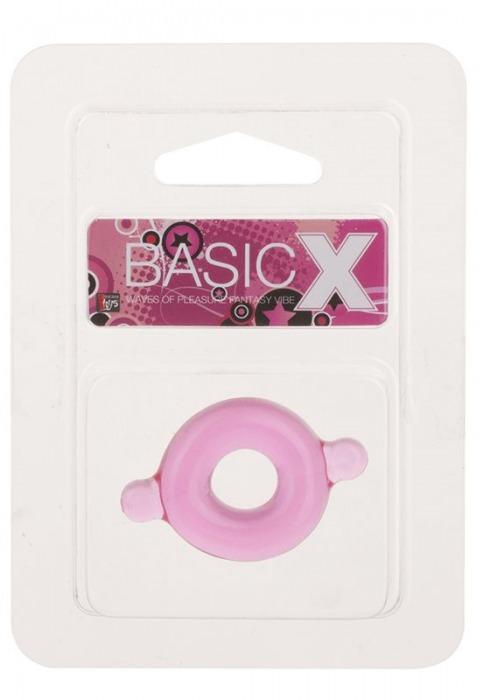Розовое эрекционное кольцо с ушками для удобства надевания BASICX TPR COCKRING PINK - Dream Toys - во Владивостоке купить с доставкой