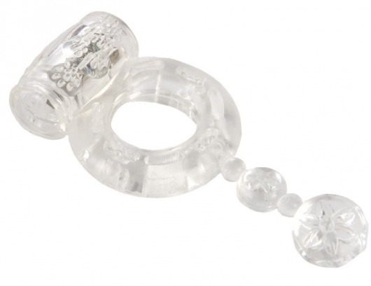 Прозрачное эрекционное кольцо с вибратором и хвостом - Toyfa Basic - во Владивостоке купить с доставкой