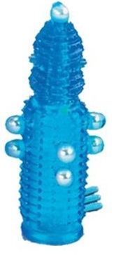 Голубая эластичная насадка на пенис с жемчужинами, точками и шипами Pearl Stimulator - 11,5 см. - Tonga - во Владивостоке купить с доставкой