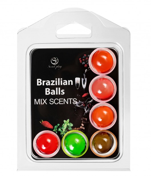 Набор из 6 шариков с ароматизированными массажными маслами Brazilian Balls - Secret Play - купить с доставкой во Владивостоке