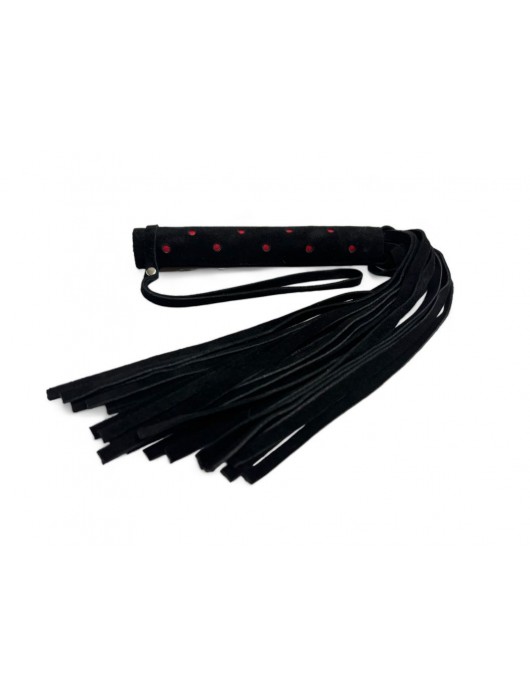 Черная замшевая плеть с красными точками на рукояти Red dot Princess - 43 см. - БДСМ Арсенал - купить с доставкой во Владивостоке