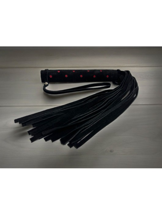 Черная замшевая плеть с красными точками на рукояти Red dot Princess - 43 см. - БДСМ Арсенал - купить с доставкой во Владивостоке