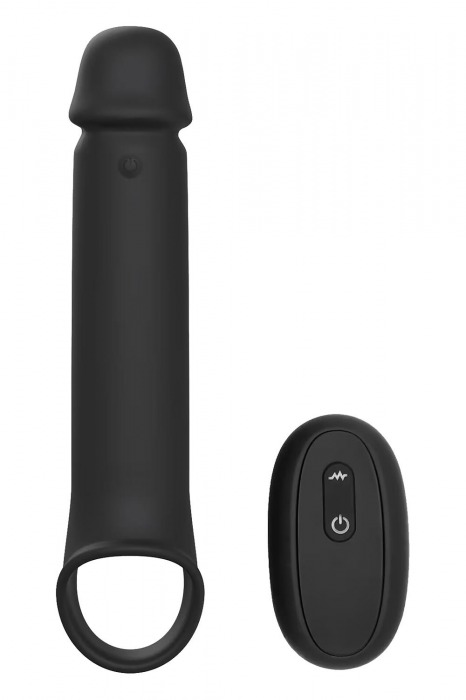 Черная насадка-удлинитель с вибрацией Vibrating Extender With Remote - Dream Toys - во Владивостоке купить с доставкой