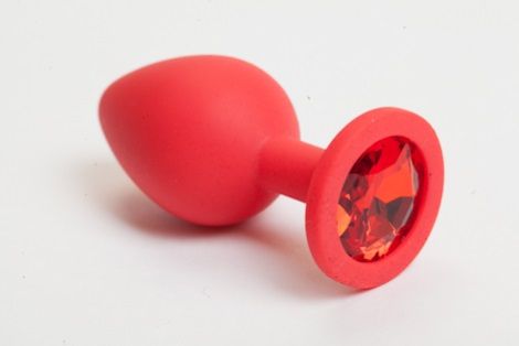 Красная силиконовая пробка с алым стразом - 7,1 см. - 4sexdreaM - купить с доставкой во Владивостоке