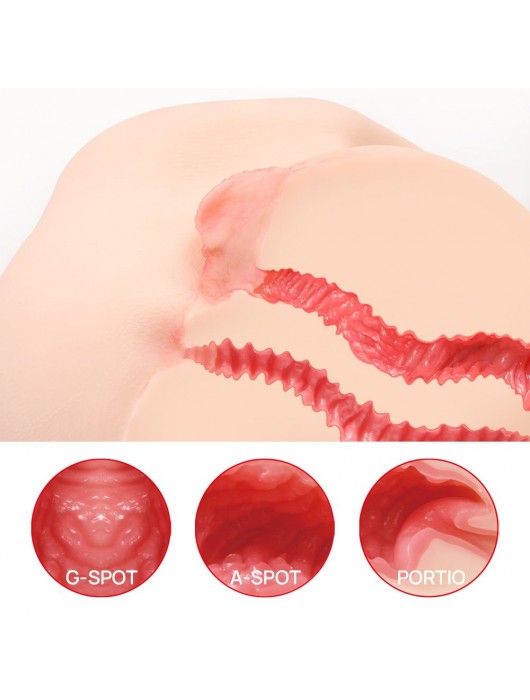 Телесный полуторс с двойным слоем материала и вибрацией Vanilla Onahole Real Vagina - KOKOS - во Владивостоке купить с доставкой