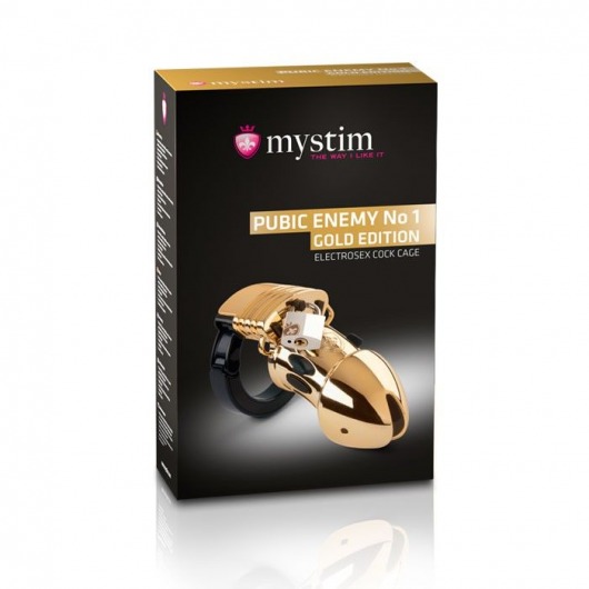 Золотистый пояс верности Pubic Enemy No1 Gold Edition для электростимуляции - MyStim - купить с доставкой во Владивостоке
