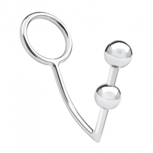 Кольцо на пенис с анальным стимулятором Two Bead Stainless Steel Anal Hook   Cock Ring - BlueLine - во Владивостоке купить с доставкой