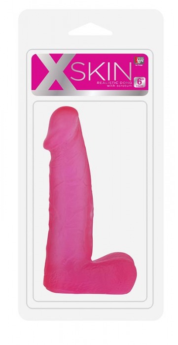Розовый фаллоимитатор средних размеров XSKIN 6 PVC DONG - 15 см. - Dream Toys