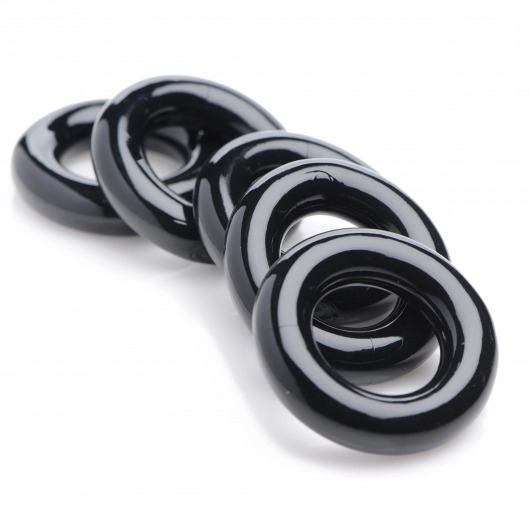 Комплект из 5 черных эрекционных колец для мошонки Ring Master Custom Ball Stretcher Kit - XR Brands - во Владивостоке купить с доставкой