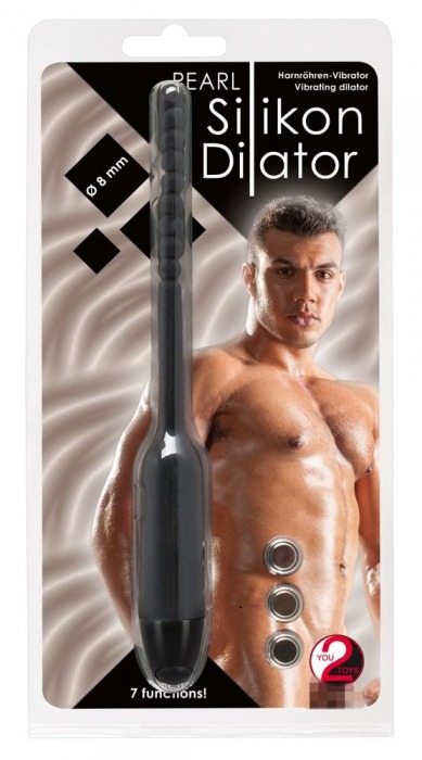 Чёрный вибростимулятор для уретры Silikon Dilator - 19 см. - Orion