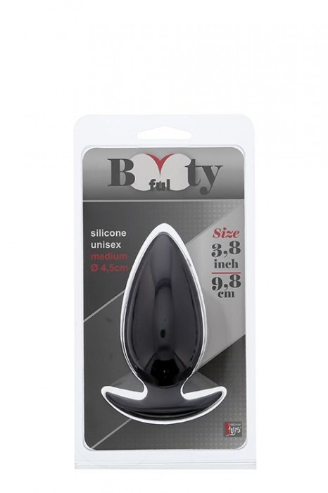 Чёрная анальная пробка BOOTYFUL ANAL PLUG MEDIUM BLACK - 9,8 см. - Dream Toys