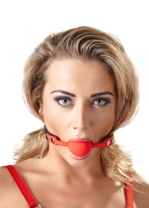 Силиконовый кляп-шар на чёрных ремешках Red Gag silicone - Orion - купить с доставкой во Владивостоке