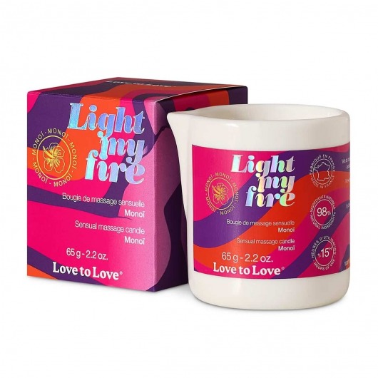 Массажная свеча Light My Fire с ароматом моной - 80 мл. - Love to Love - купить с доставкой во Владивостоке