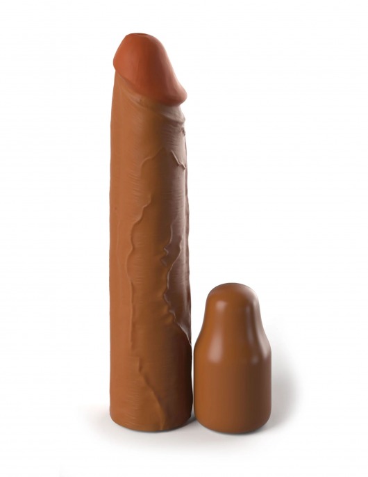 Коричневая насадка на член 2  Silicone X-tension - 20,3 см. - Pipedream - во Владивостоке купить с доставкой