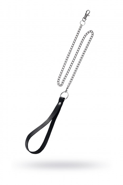 Поводок с ручкой из черной натуральной кожи и карабином для ошейника - Pecado - купить с доставкой во Владивостоке