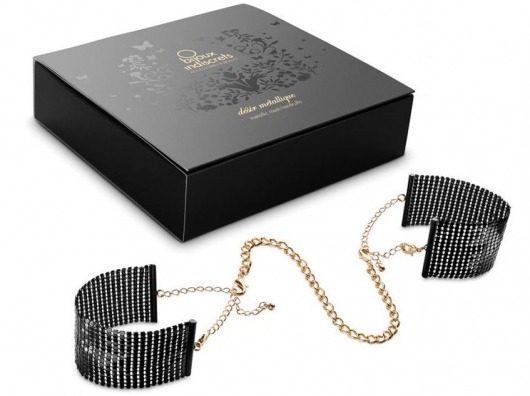 Чёрные дизайнерские наручники Desir Metallique Handcuffs Bijoux - Bijoux Indiscrets - купить с доставкой во Владивостоке