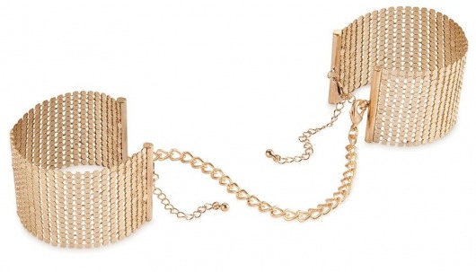 Дизайнерские золотистые наручники Desir Metallique Handcuffs Bijoux - Bijoux Indiscrets - купить с доставкой во Владивостоке