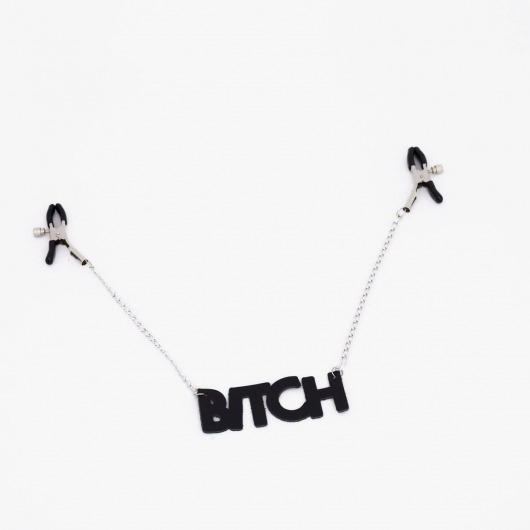 Зажимы на соски с кожаной подвеской Bitch - Crazy Handmade - купить с доставкой во Владивостоке