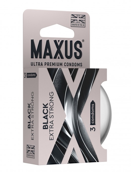 Черные утолщенные презервативы MAXUS Extra Strong с железным кейсом - 3 шт. - Maxus - купить с доставкой во Владивостоке