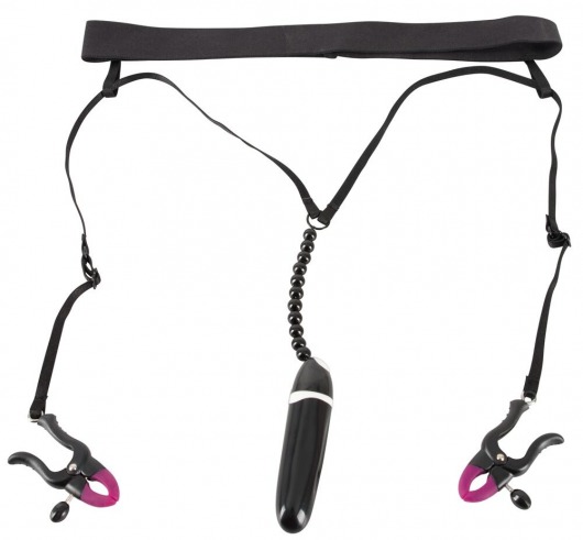 Женские вибростринги с зажимами для половых губ Spreader String with Vibrator - Orion - купить с доставкой во Владивостоке