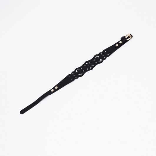 Черный ажурный чокер с золотистой фурнитурой - Crazy Handmade - купить с доставкой во Владивостоке