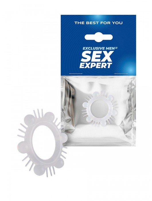 Эластичное эрекционное кольцо с шипиками и шариками - Sex Expert - во Владивостоке купить с доставкой
