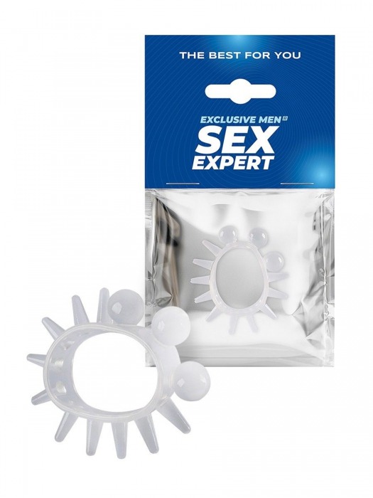Эластичное эрекционное кольцо с шариками и лучами - Sex Expert - во Владивостоке купить с доставкой