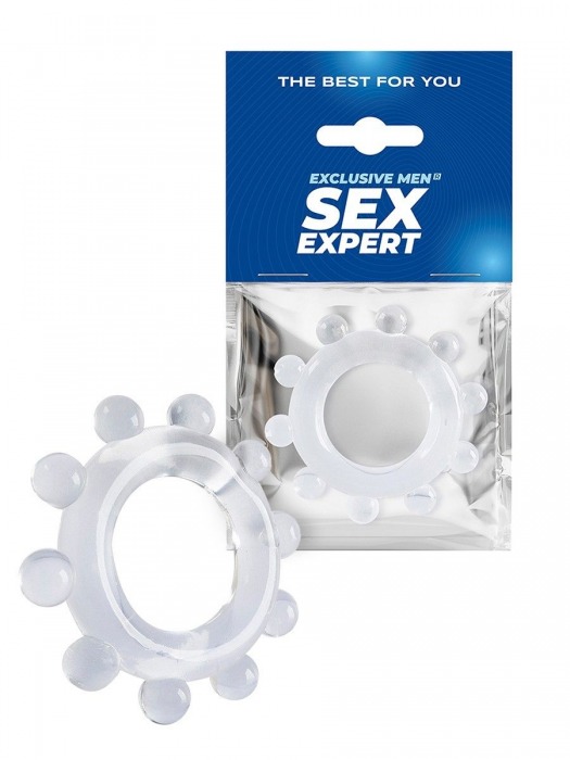 Прозрачное эрекционное кольцо со стимулирующими шариками - Sex Expert - во Владивостоке купить с доставкой