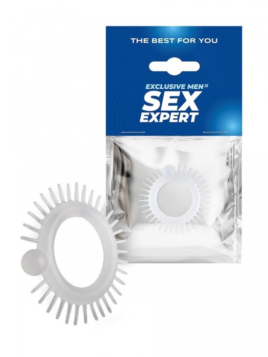 Эластичное эрекционное кольцо с шипиками и шариком - Sex Expert - во Владивостоке купить с доставкой
