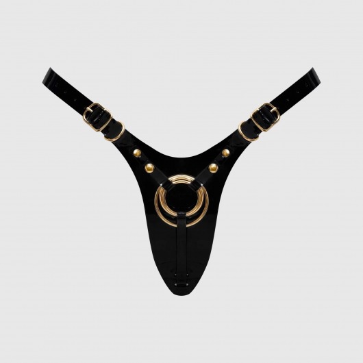 Черный пояс для фиксации насадок Strap-On-Me Leatherette Harness Fabulous - Strap-on-me - купить с доставкой во Владивостоке