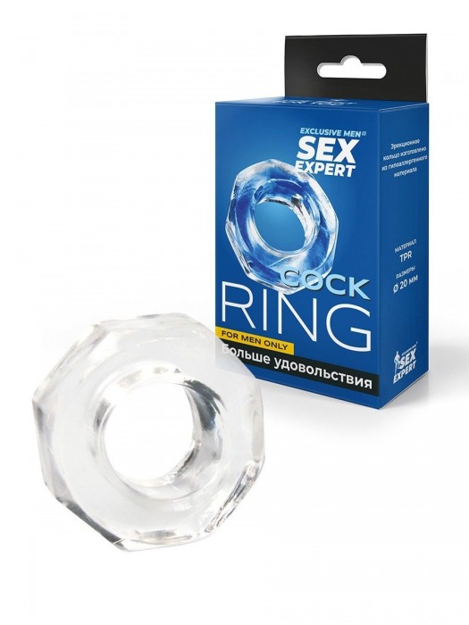 Прозрачное эрекционное кольцо в форме гайки - Sex Expert - во Владивостоке купить с доставкой
