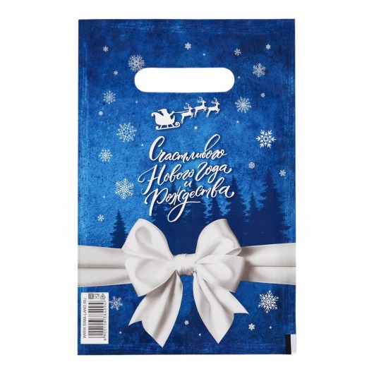 Сине-белый подарочный новогодний пакет с вырубной ручкой (20х30 см) - Сима-Ленд - купить с доставкой во Владивостоке