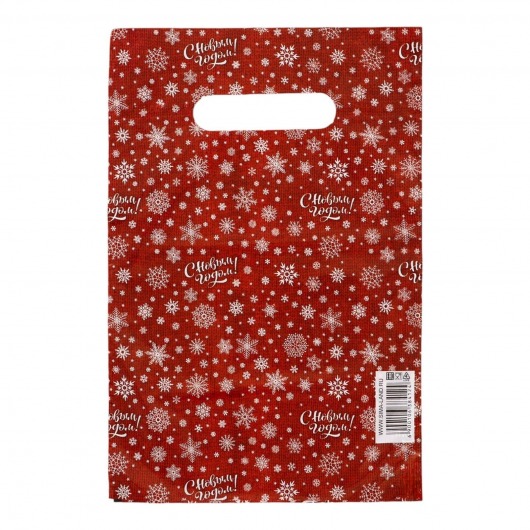 Красный подарочный новогодний пакет с вырубной ручкой (20х30 см) - Сима-Ленд - купить с доставкой во Владивостоке