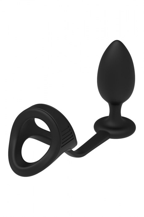 Черное эрекционное кольцо с анальной пробкой Cockstrap With Anal Plug - Dream Toys - во Владивостоке купить с доставкой