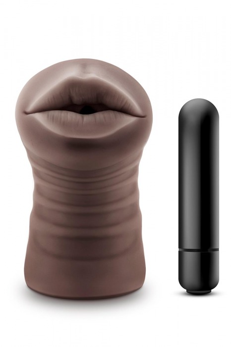 Коричневый мастурбатор-ротик Krystal Vibrating Masturbator - Blush Novelties - во Владивостоке купить с доставкой