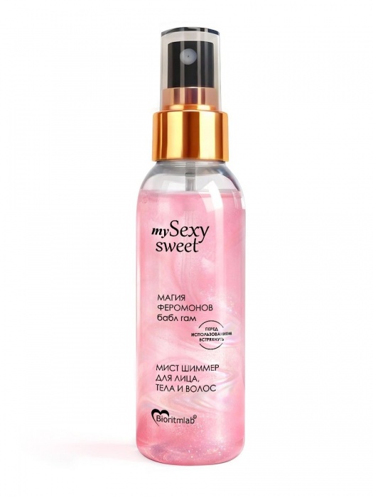 Мист для лица, тела и волос Sexy Sweet с ароматом бабл-гам, шиммером и феромонами - 95 мл. -  - Магазин феромонов во Владивостоке
