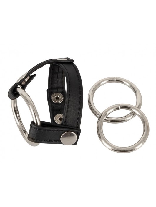 Подхват для мошонки с 3 съемными эрекционными кольцами Leder-Riemen - Orion - во Владивостоке купить с доставкой