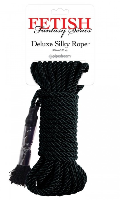 Черная веревка для фиксации Deluxe Silky Rope - 9,75 м. - Pipedream - купить с доставкой во Владивостоке