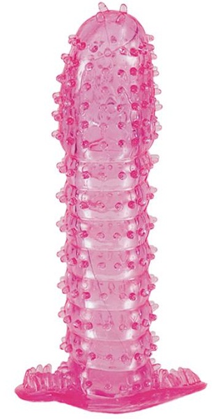 Гелевая розовая насадка с шипами - 12 см. - Toyfa Basic - во Владивостоке купить с доставкой