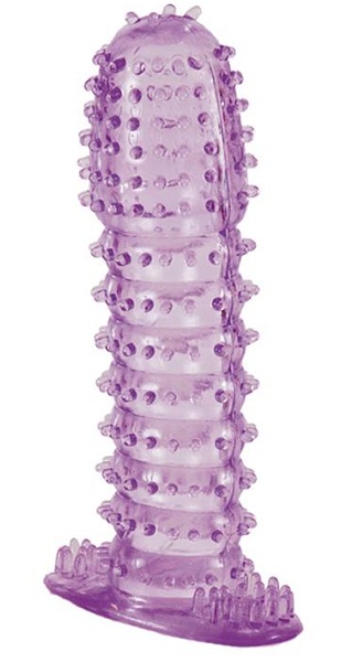 Гелевая фиолетовая насадка с шипами - 12 см. - Toyfa Basic - во Владивостоке купить с доставкой