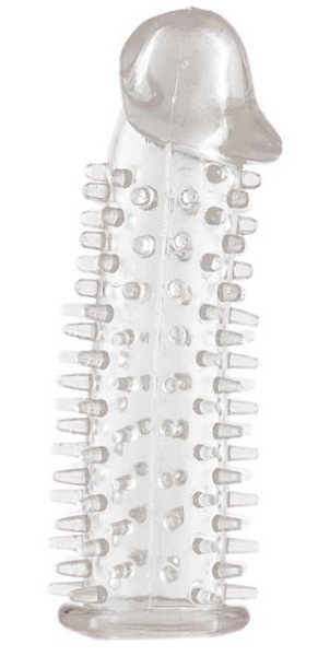 Прозрачная насадка на половой член с закрытой головкой и шипами - 12,5 см. - Toyfa Basic - во Владивостоке купить с доставкой