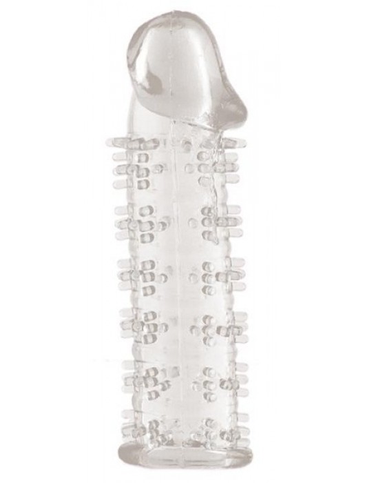 Гелевая прозрачная насадка с шипами - 12 см. - Toyfa Basic - во Владивостоке купить с доставкой