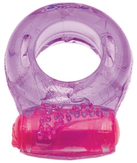 Фиолетовое эрекционное кольцо с виброэлементом в верхней части - Toyfa Basic - во Владивостоке купить с доставкой