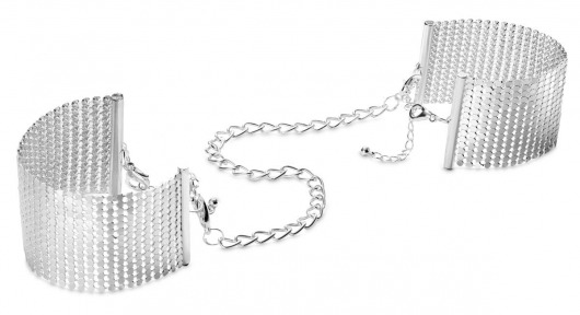 Серебристые наручники-браслеты Desir Metallique Handcuffs - Bijoux Indiscrets - купить с доставкой во Владивостоке