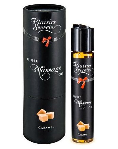 Массажное масло с ароматом карамели Huile de Massage Gourmande Caramel - 59 мл. - Plaisir Secret - купить с доставкой во Владивостоке